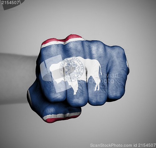 Image of United states, fist with the flag of Wyoming