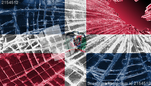 Image of Broken glass or ice with a flag,  The Dominican Republic