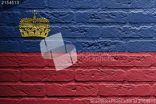 Image of Brick wall with a painting of a flag, Liechtenstein