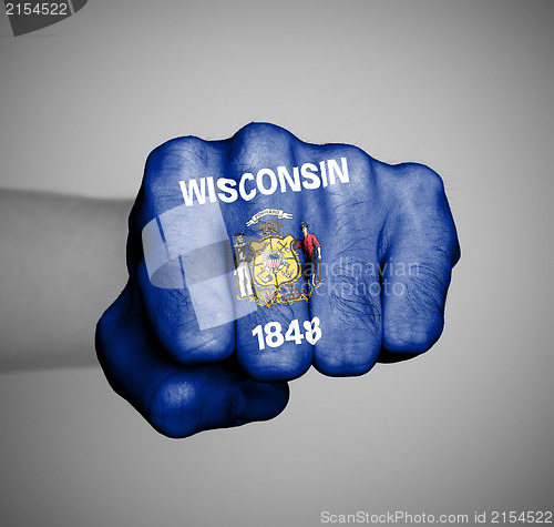 Image of United states, fist with the flag of Wisconsin