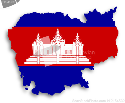 Image of Map of Cambodia filled with flag