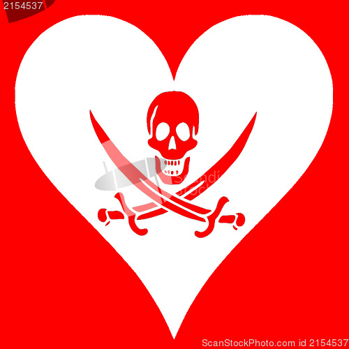 Image of Pirate flag in the shape of a heart