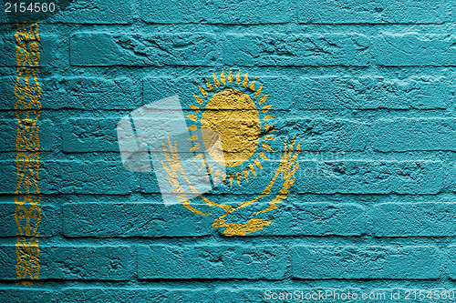 Image of Brick wall with a painting of a flag, Kazakhstan