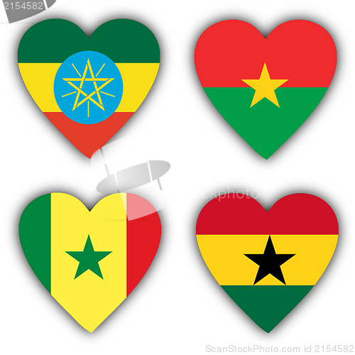 Image of Flags in the shape of a heart, coutries