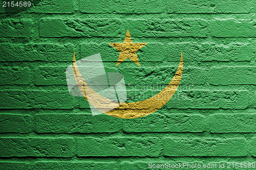 Image of Brick wall with a painting of a flag, Mauritania