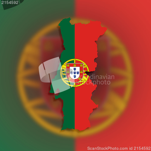 Image of Map of Portugal filled with flag