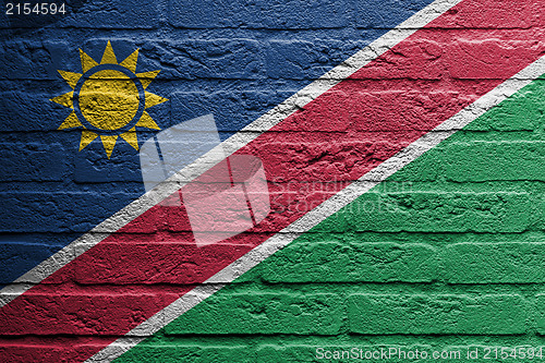 Image of Brick wall with a painting of a flag, Namibia