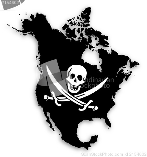 Image of Map of North America filled with a pirate flag