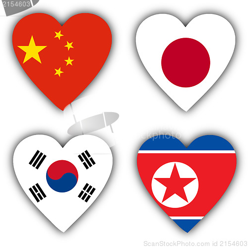 Image of Flags in the shape of a heart, coutries