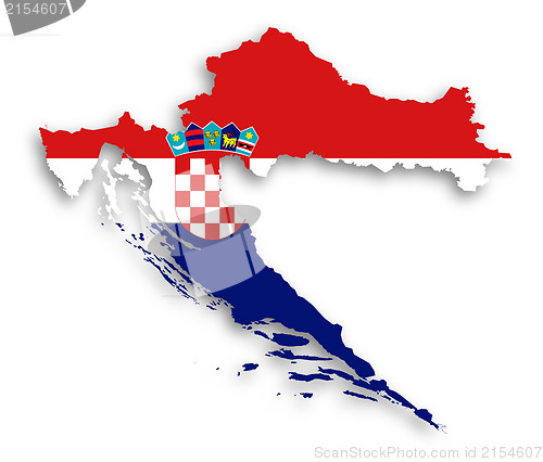 Image of Map of Croatia filled with flag