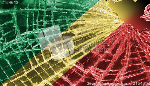 Image of Broken glass or ice with a flag, Republic of the Congo