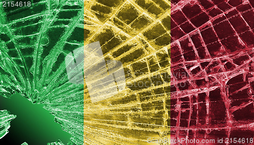 Image of Broken glass or ice with a flag, Mali