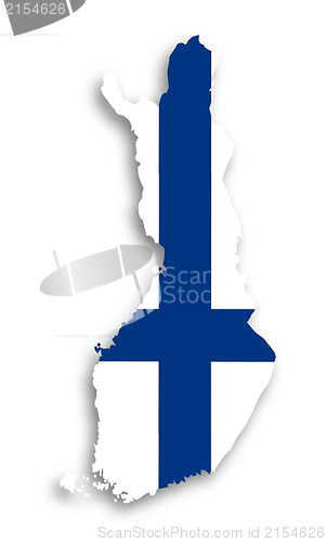 Image of Map of Finland filled with flag