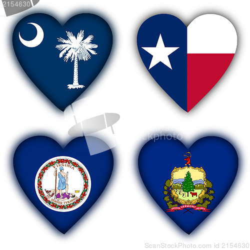 Image of Flags in the shape of a heart, US states