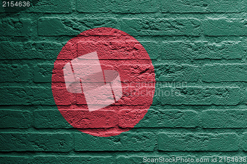 Image of Brick wall with a painting of a flag, Bangladesh