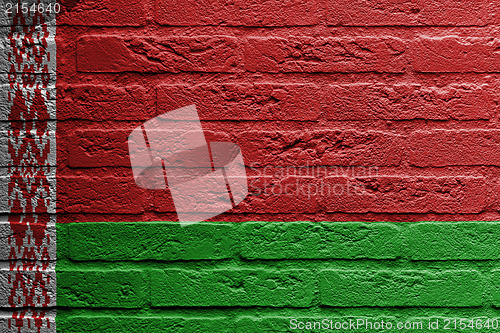 Image of Brick wall with a painting of a flag, Belarus