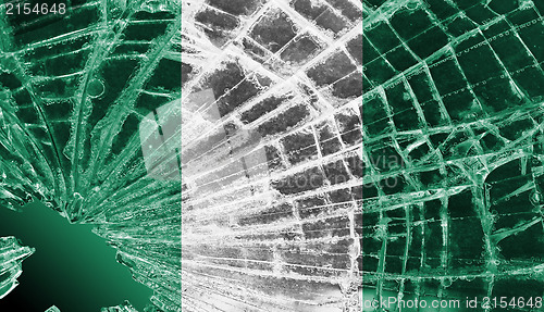 Image of Broken glass or ice with a flag, Nigeria