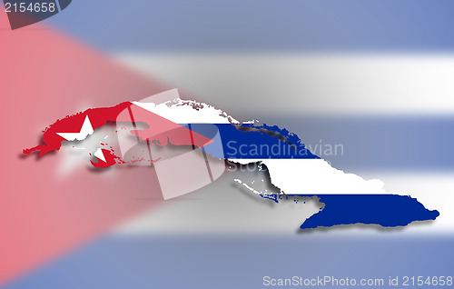 Image of Map of Cuba filled with flag