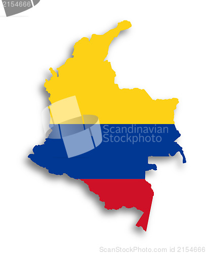 Image of Map of Colombia filled with flag