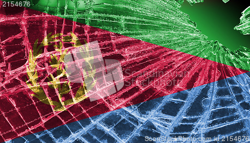 Image of Broken glass or ice with a flag, Eritrea