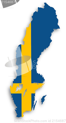 Image of Map of Sweden filled with flag