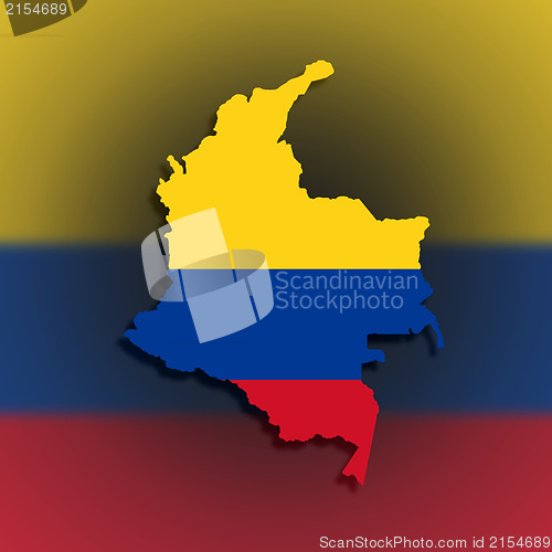 Image of Map of Colombia filled with flag