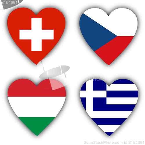 Image of Flags in the shape of a heart, coutries