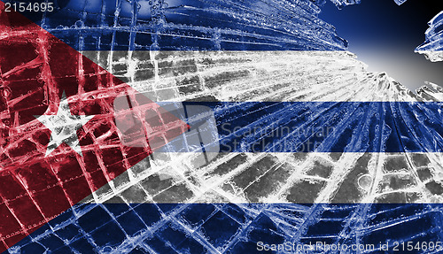 Image of Broken ice or glass with a flag pattern, Cuba