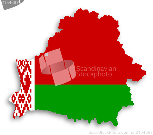 Image of Map of Belarus filled with flag