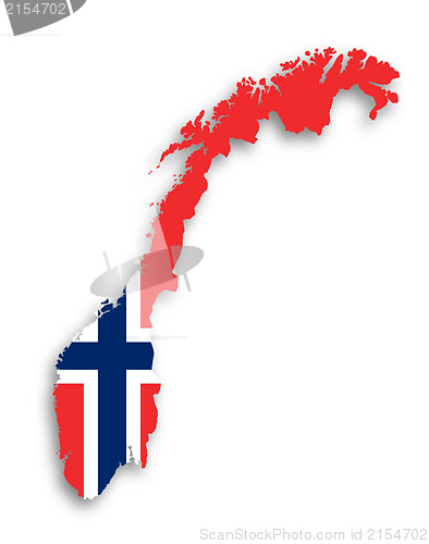 Image of Norway map with the flag inside