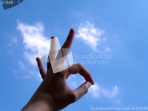 Image of Ok Sign with cloud background