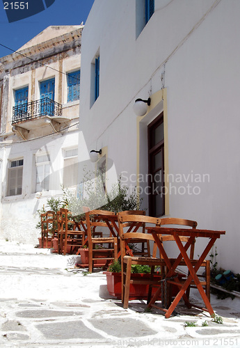 Image of cafe tables on steps