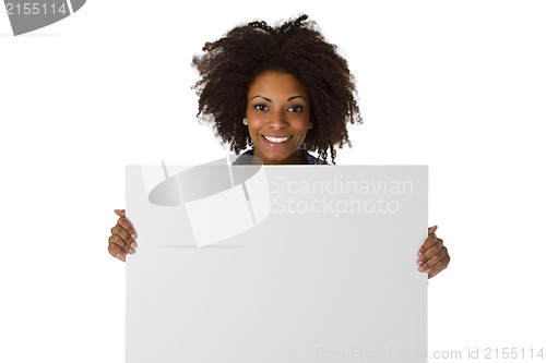 Image of Young afro american with white board