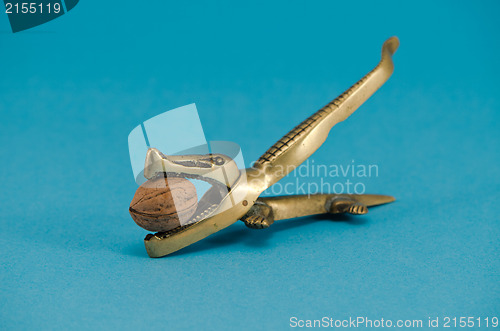 Image of golden crocodile walnut greek nut crush tool blue 