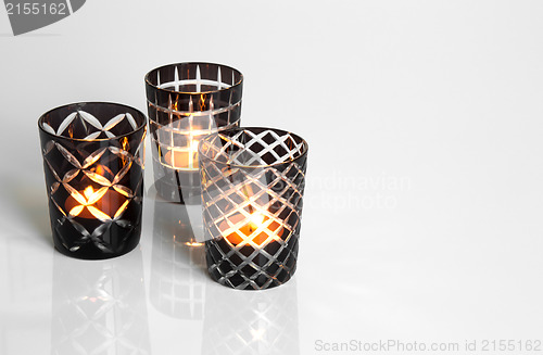 Image of Tealights in black and white candleholders