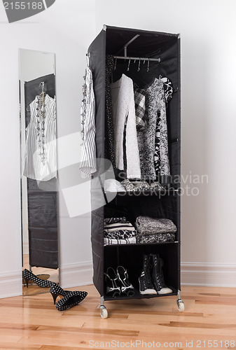 Image of Clothes organizer with black and white clothing