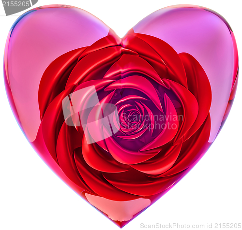 Image of red rose in glass heart for Valentine's Day