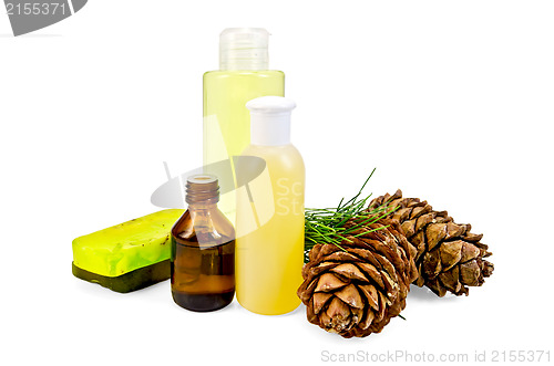 Image of Oil with lotion and cedar cones