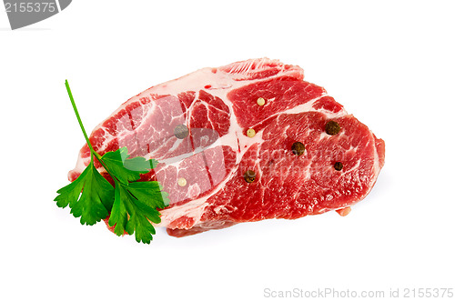 Image of Meat piece of raw with parsley