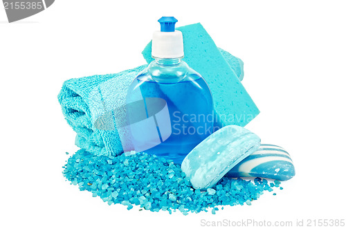 Image of Soap blue different with sponge and bath salts