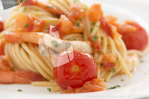 Image of Cherry Tomato And Shrimp Pasta.