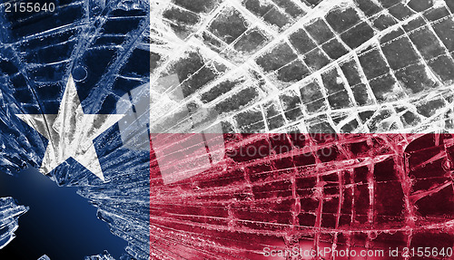 Image of Broken glass or ice with a flag, Texas