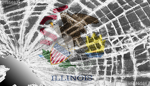 Image of Broken glass or ice with a flag, Illinois