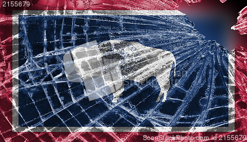 Image of Broken glass or ice with a flag, wyoming