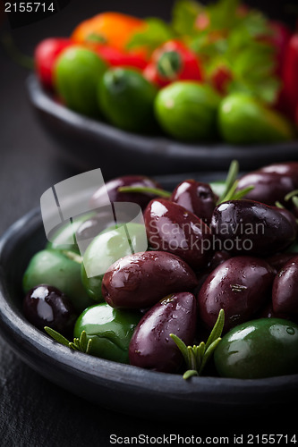 Image of Mixed olives with raw snack vegetable