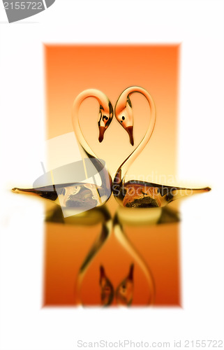 Image of St. Valentine background with two swans in love