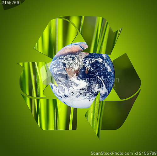 Image of Recycle symbol made from grass