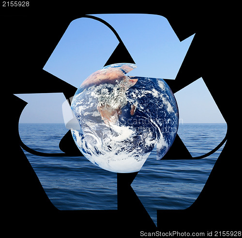 Image of Recycle symbol made from sea waves