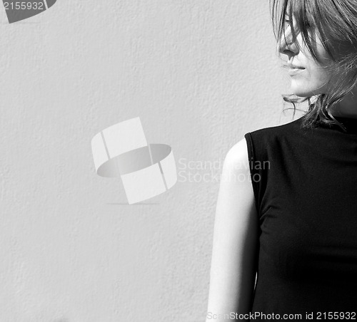 Image of Fashion portraits of a model with awesome shaking hair