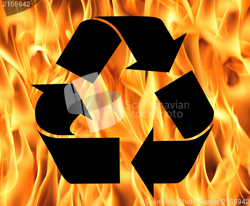 Image of Recycle symbol made from fire